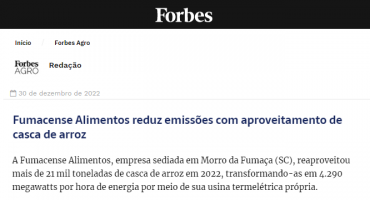 Imagem Ações sustentáveis da Fumacense Alimentos repercutem novamente em veículos de âmbito nacional
