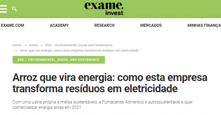 Ações de sustentabilidade da Fumacense Alimentos ganham repercussão na Exame