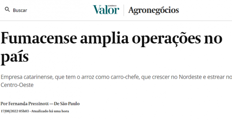 Fumacense Alimentos e Grupo EZOS recebem destaque no Valor Econômico